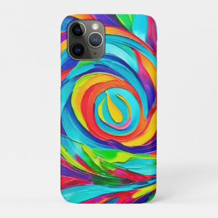 Vibrant Psychedelic Floral Spiral Painting  iPhone 11 Pro Case