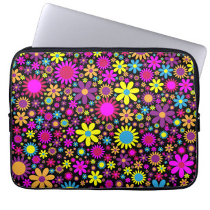 Vibrant Psychedelic Flowers in Bloom-67566 Laptop Sleeve