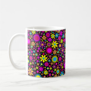 Vibrant Psychedelic Flowers in Bloom Coffee Mug