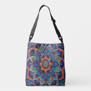 Vibrant Psychedelic Mandala  Crossbody Bag