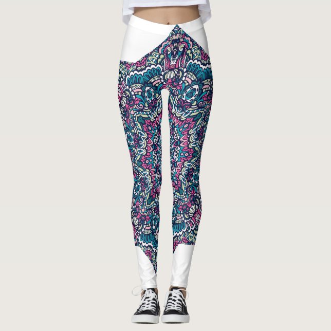 Vibrant Psychedelic Mandala Dream Leggings (Front)