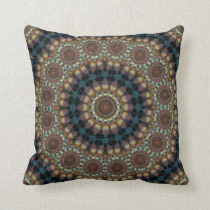 Vibrant psychedelic mandala pillow