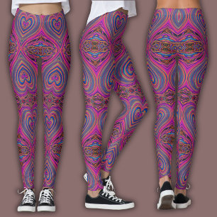 Vibrant Psychedelic Pattern   Trippy Pink & Blue Leggings