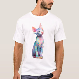 Vibrant Psychedelic Rainbow Sphynx Cat Men T-Shirt