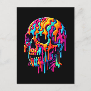 Vibrant Psychedelic Skull Postcard