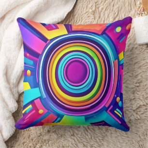 Vibrant Psychedelic Vortex Art Throw Pillow