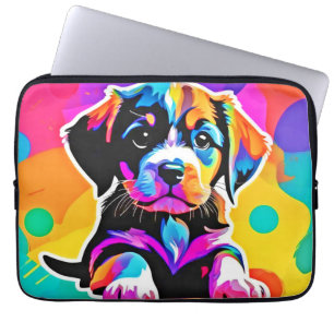Vibrant Puppy Artwork Laptop Sleeve