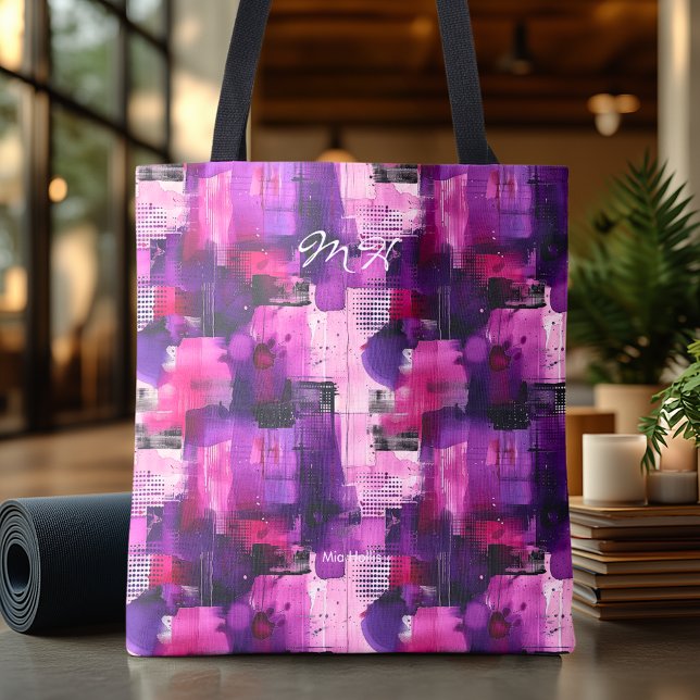 Vibrant Purple Abstract Personalized Tote Bag (Creator Uploaded)