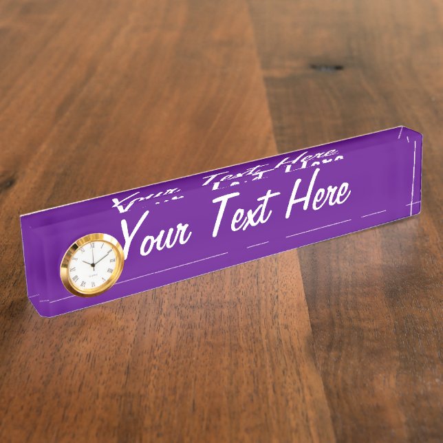 Vibrant Purple Accent Colour Customizable Nameplate (Side)
