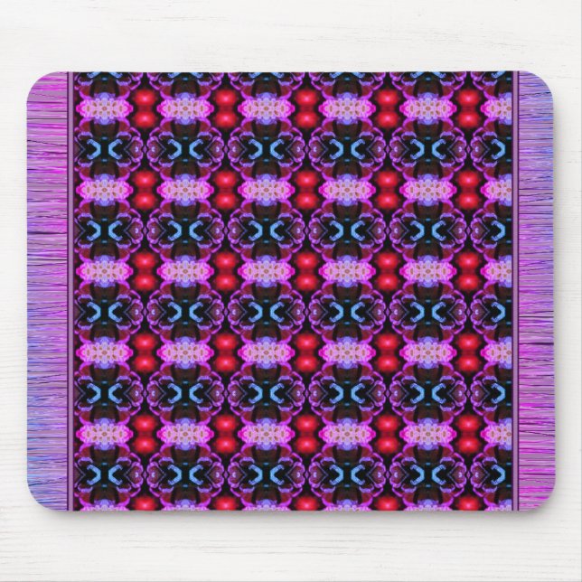 Vibrant Purple and Blue Patterned Mouse Rug Pad (Front)