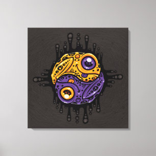 Vibrant Purple and Gold Poison Dart Frog Yin Yang Canvas Print