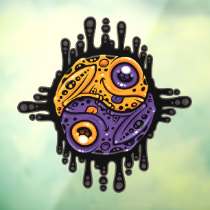 Vibrant Purple and Gold Poison Dart Frog Yin Yang Window Cling
