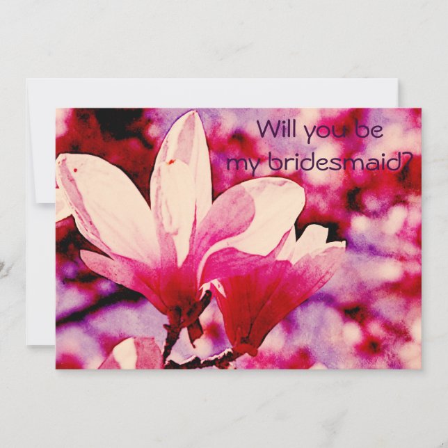 Vibrant purple and pink magnolia invitation (Front)