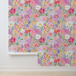 Vibrant Purple and Pink Spring Floral Wallpaper
