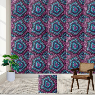 Vibrant Purple and Teal Geode Tile