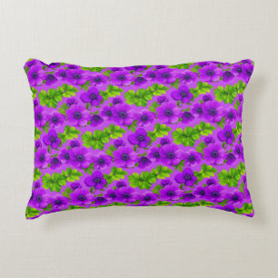 Vibrant Purple Anemone Flowers Accent Pillow