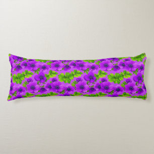Vibrant Purple Anemone Flowers Body Pillow
