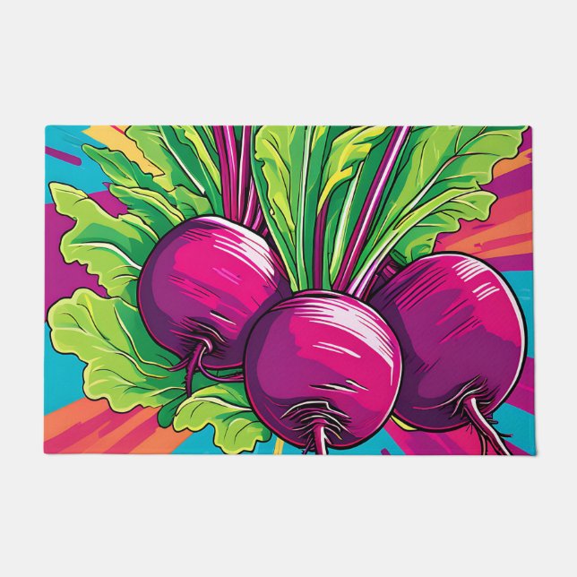 Vibrant Purple Beets Pop Art Doormat (Front)