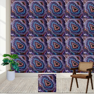 Vibrant Purple Blue and white Amethyst Geode Slice Tile