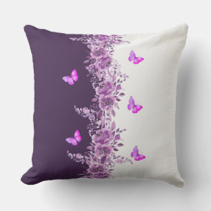 Vibrant Purple Butterfly Garden Pillow