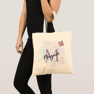 Vibrant Purple Butterfly Personalized Monogram Tote Bag