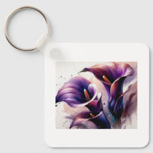 Vibrant Purple Calla Lilies, Keychain
