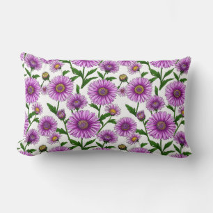 Vibrant Purple Chrysanthemum Bouquet Lumbar Pillow