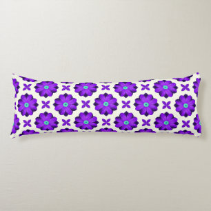 Vibrant Purple Flowers and Leaf Motifs Body Pillow
