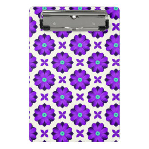 Vibrant Purple Flowers and Leaf Motifs Mini Clipboard