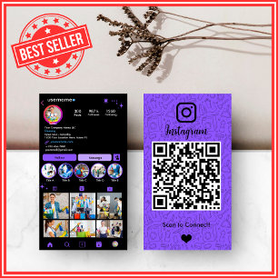 Vibrant Purple Housekeeping Instagram QR Business Card