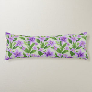 Vibrant Purple Lilies With Green Leaves Body Pillow