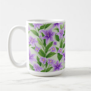 Vibrant Purple Lilies With Green Leaves Coffee Mug