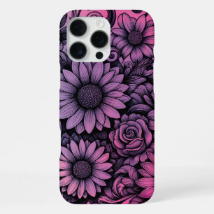 Vibrant Purple Pink Daisy Floral Illustration iPhone 16 Pro Max Case