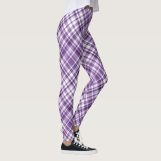 Vibrant Purple Plaid Alzheimer's Awareness Pattern Leggings