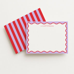 Vibrant Purple & Red Wavy Border Note Card