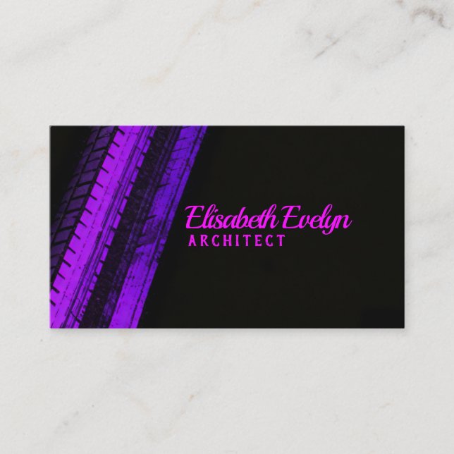Vibrant Purple Trails on Dark Canvas Business Card (Front)