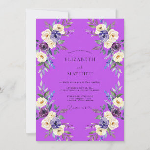 Vibrant Purple Wildflower Wedding Invitation