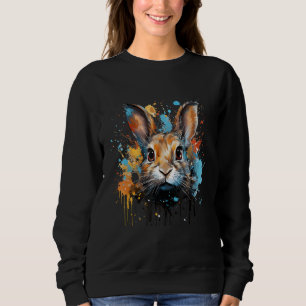 Vibrant Rabbit Portrait Hare with Colour Splashes Sweatshirt