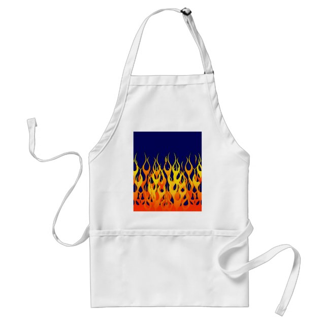 Vibrant Racing Flames on Navy Blue Standard Apron (Front)