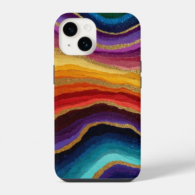 Vibrant Rainbow Agate Geode iPhone Case (Back)