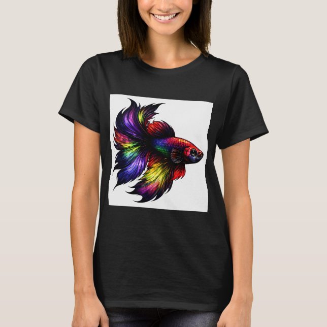 Vibrant Rainbow Betta Fish T-Shirt (Front)
