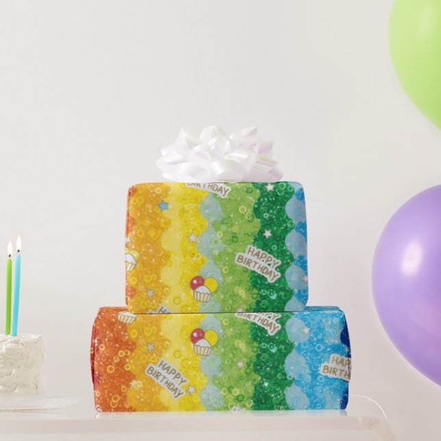 Vibrant Rainbow Birthday Cake Wrapping Paper  (Party Gifts)