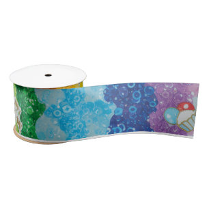 Vibrant Rainbow Birthday Cake Wrapping Paper  Satin Ribbon