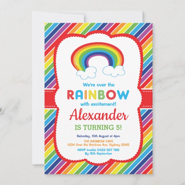 Vibrant Rainbow Birthday Party Colourful Pattern Invitation (Front)
