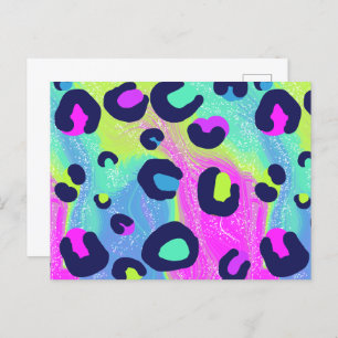 Vibrant Rainbow Chetah print Postcard