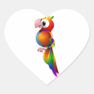 Vibrant Rainbow Coloured Parrot Facing to the Side Heart Sticker
