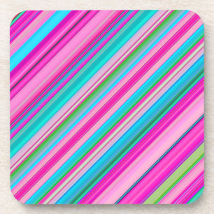 Vibrant Rainbow Colours Stripes Pattern-21056 Coaster