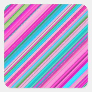 Vibrant Rainbow Colours Stripes Pattern-21056 Square Sticker
