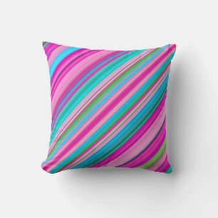 Vibrant Rainbow Colours Stripes Pattern-21056 Throw Pillow