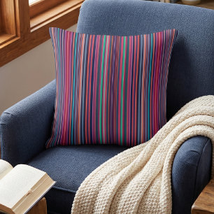 Vibrant Rainbow Decor: Multicolor Vertical Stripes Throw Pillow